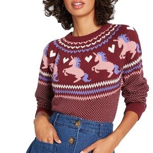 Modcloth Unicorn Fair Isle Sweater